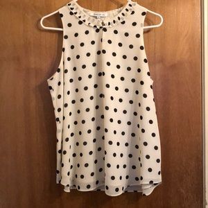 Sleeveless polka dot blouse